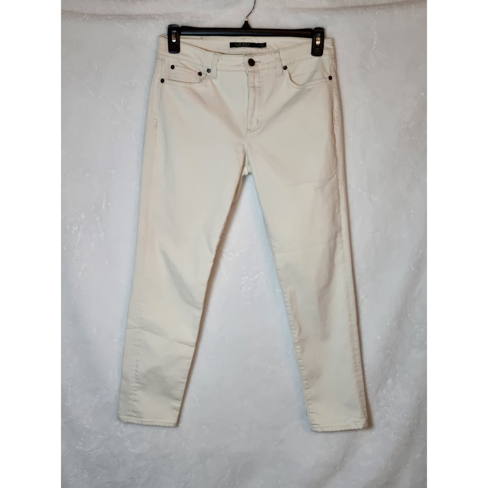 Lauren Ralph Lauren Classic Skinny Curvy‎ White Jeans Womens 8 Preppy Classic